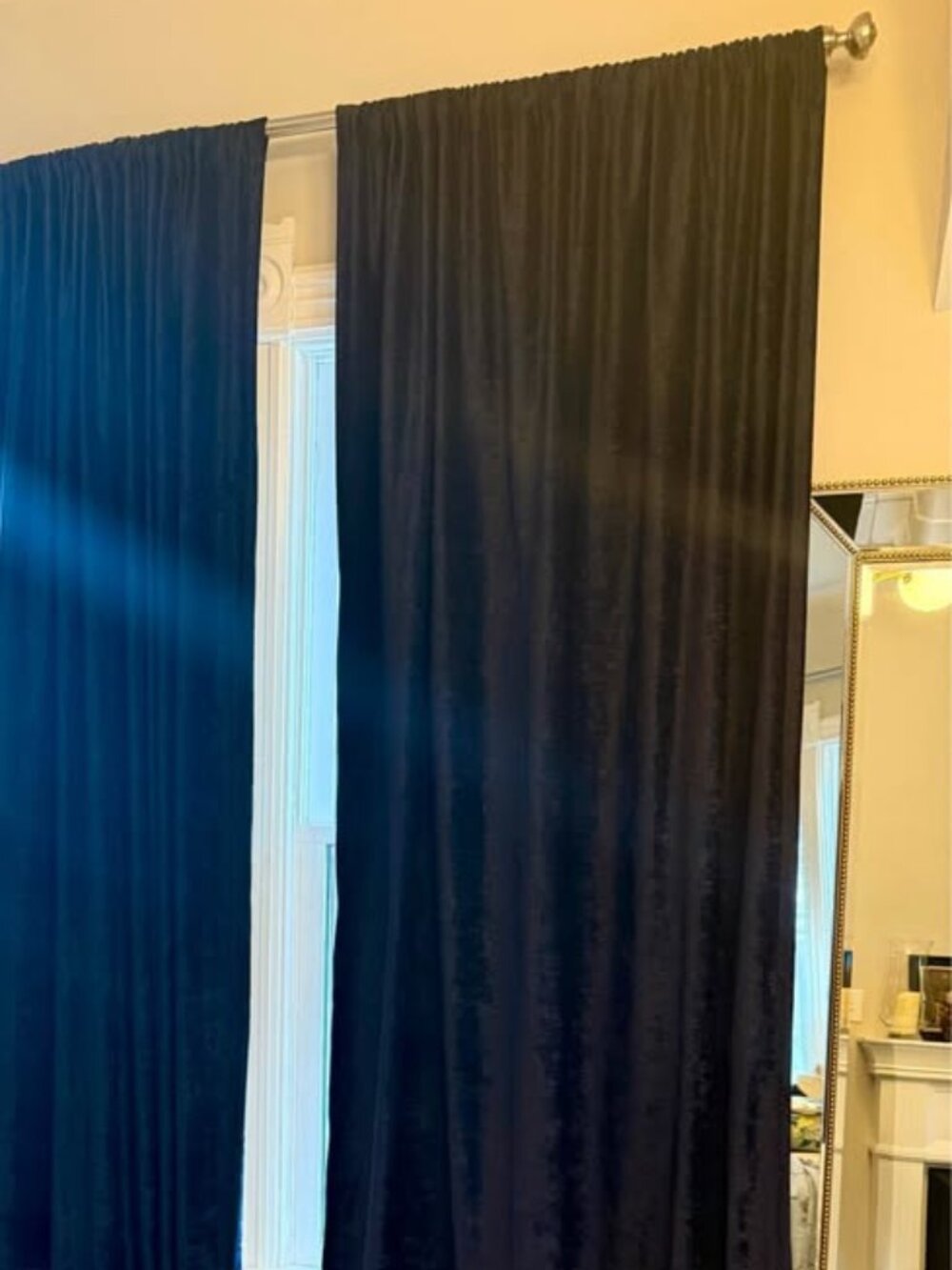 96” Velvet Chenille Drapes Curtains Blackout Navy Blue Set of 2 Panels